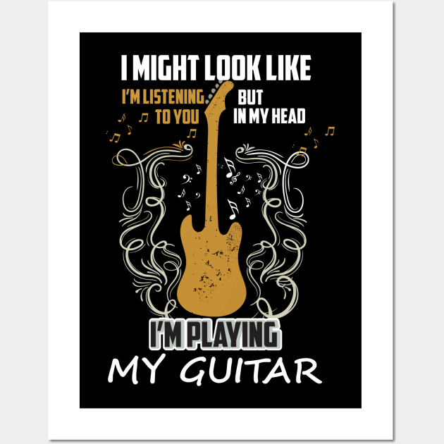 Funny Guitar Player - Musician Wall Art by Diannas